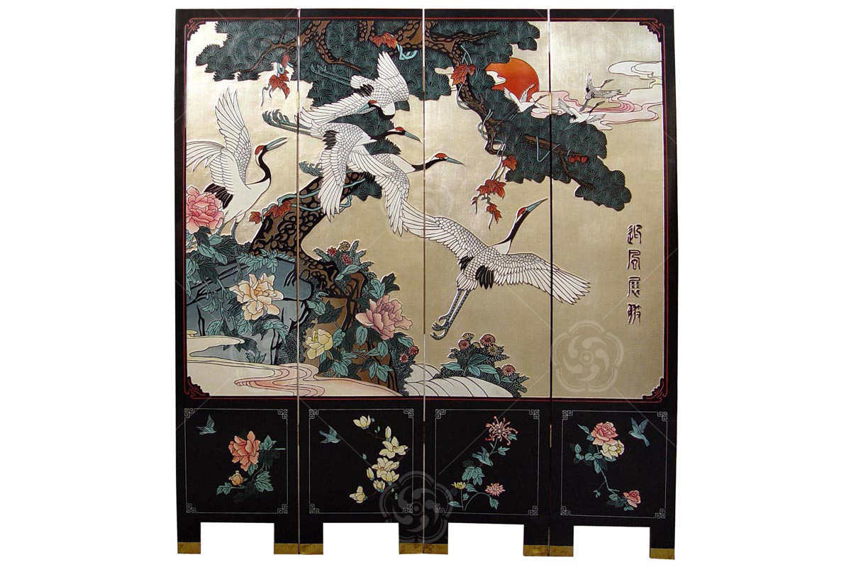 刻漆屏風